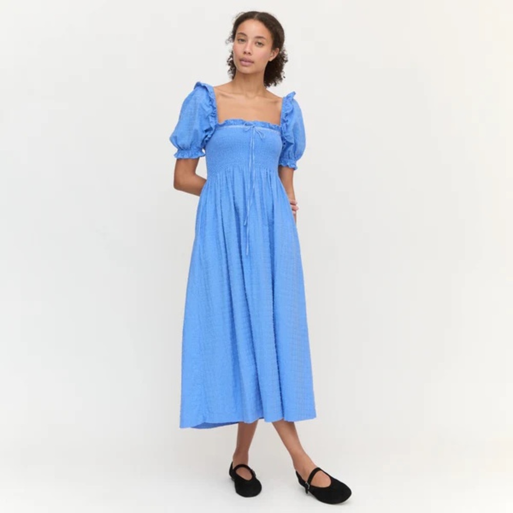Hill House Scarlett Nap Dress in Hydrangea Blue Clip Dot
